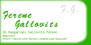 ferenc gallovits business card